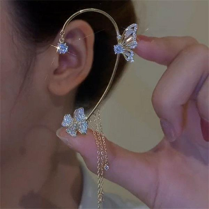 Butterfly Flower Tassel Earrings – Shiny Zircon Sparkle